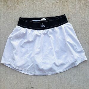 Alo White Athletic Skirt with Black Waistband